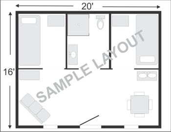 Sample wall layout for 20 x 16 camp package