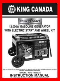 Instruction book kcg-12000ge king canada